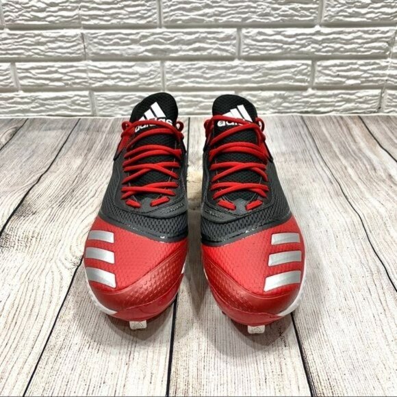 Adidas Red Black White Icon Bounce Baseball Cleats Size 16 - Picture 2 of 7